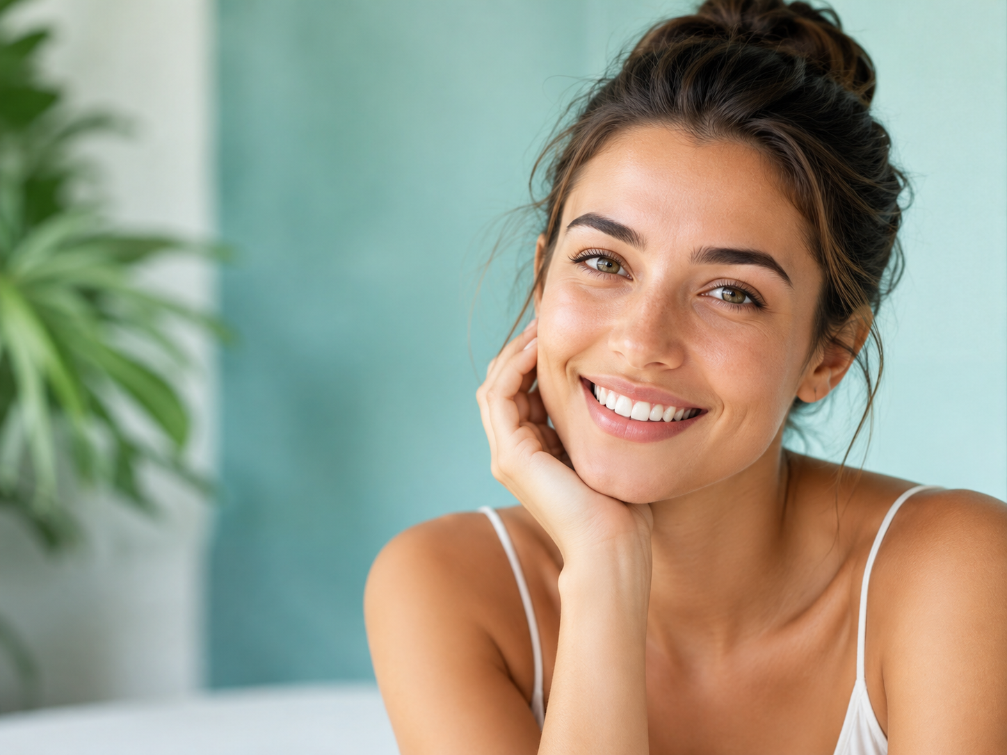 Healthy woman smiling